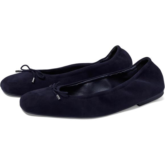 Stuart Weitzman Womens Bardot Bow Ballerina Flats US 9 Navy Blue Suede NIB - Picture 2 of 14